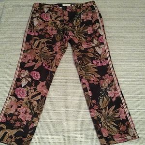 Chino Anthropologie floral print tuxedo stripe 30